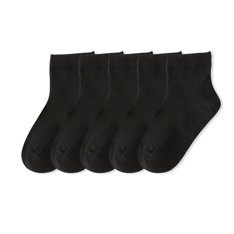 5 Pairs Kids Cotton Mesh Socks — Boys & Girls Ages 1–12