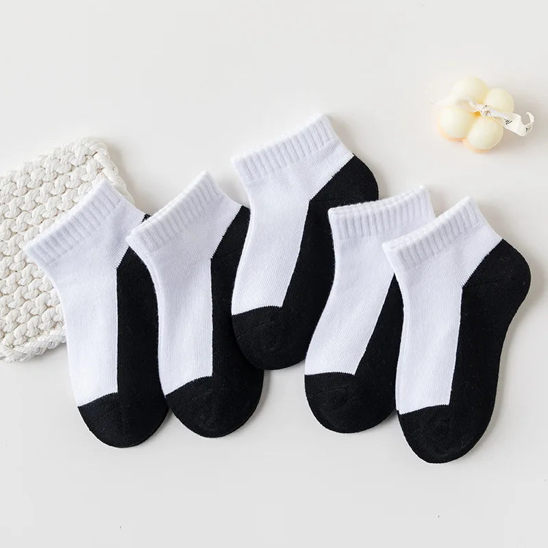 5 Pairs Kids Cotton Mesh Socks — Boys & Girls Ages 1–12