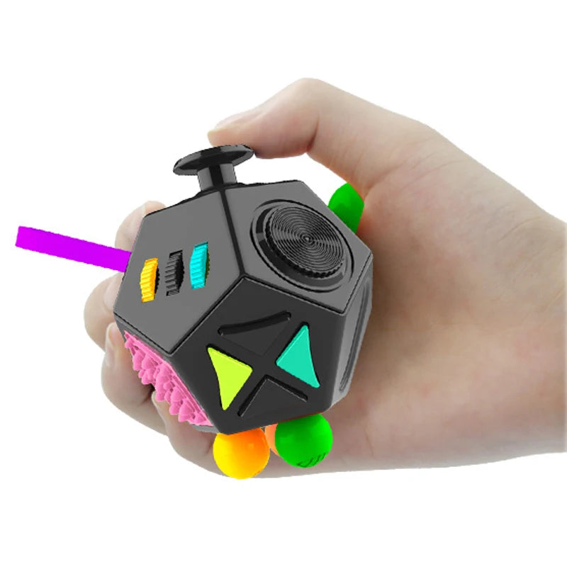 Rainbow Cube Sensory Toy — 6 & 12 Sided Stress Relief Fidget Cube