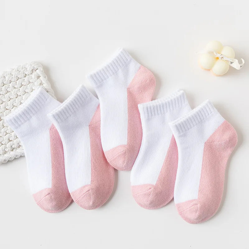 5 Pairs Kids Cotton Mesh Socks — Boys & Girls Ages 1–12