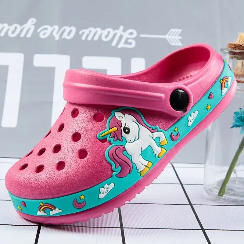 Kids' Excavator Cartoon Clogs — Breathable Summer Slippers for Boys