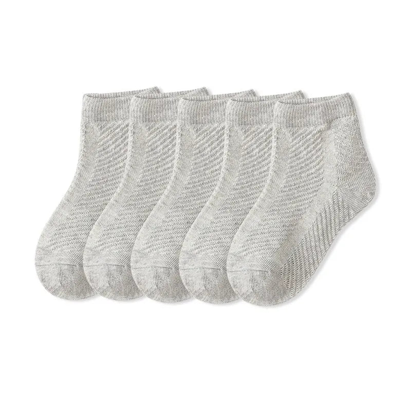 5 Pairs Kids Cotton Mesh Socks — Boys & Girls Ages 1–12