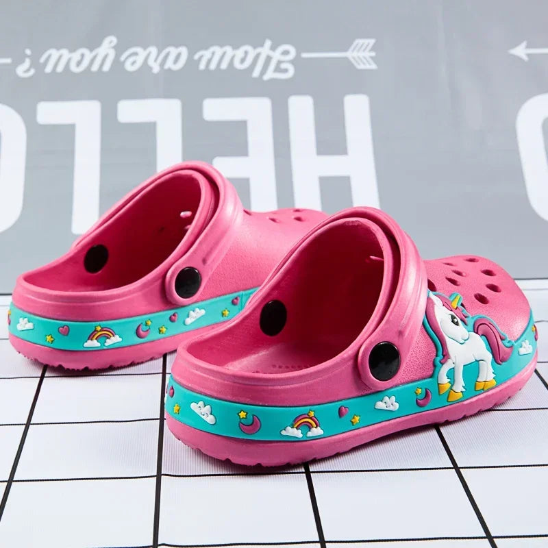 Kids' Excavator Cartoon Clogs — Breathable Summer Slippers for Boys