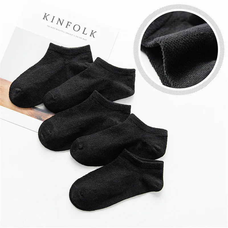5 Pairs Kids Cotton Mesh Socks — Boys & Girls Ages 1–12