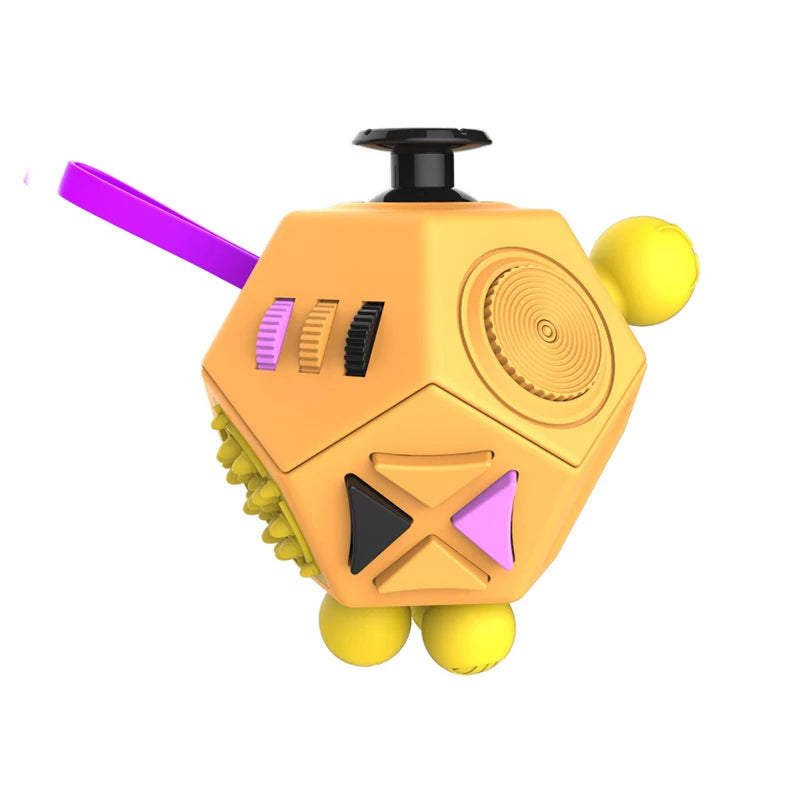 Rainbow Cube Sensory Toy — 6 & 12 Sided Stress Relief Fidget Cube