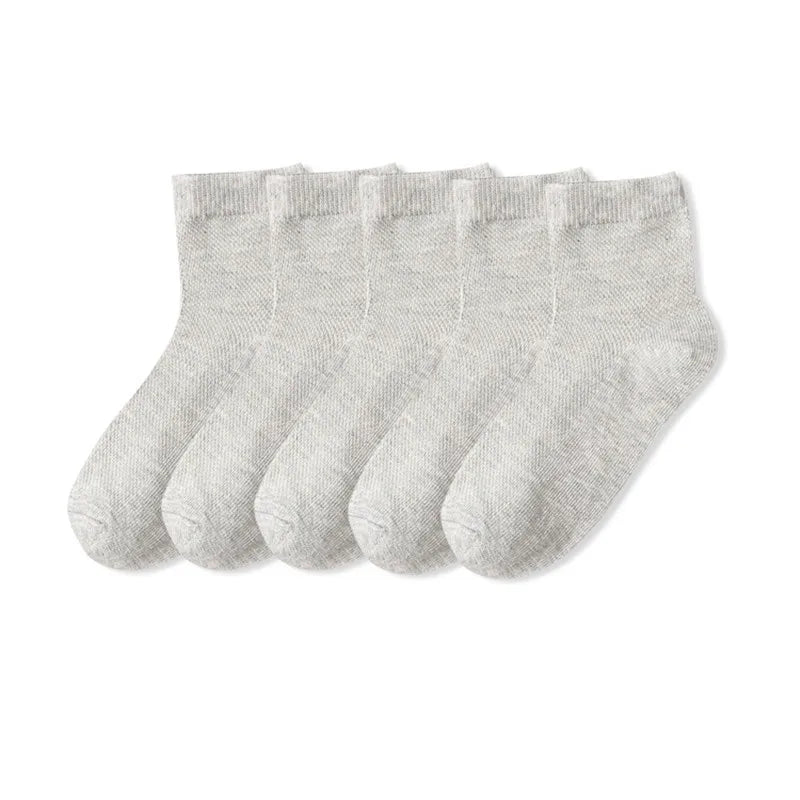 5 Pairs Kids Cotton Mesh Socks — Boys & Girls Ages 1–12