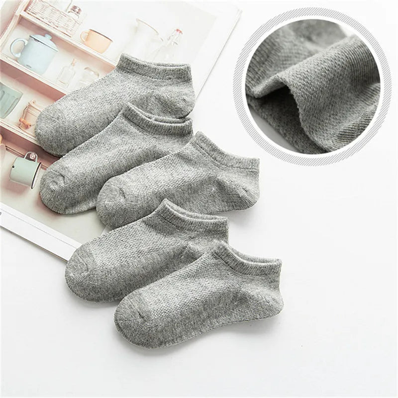 5 Pairs Kids Cotton Mesh Socks — Boys & Girls Ages 1–12