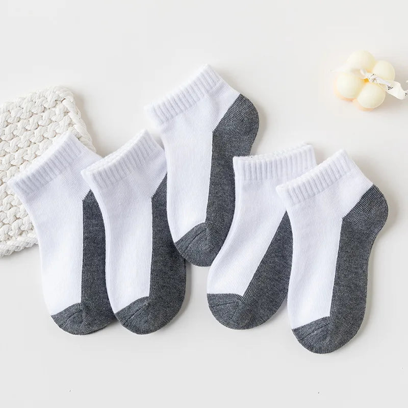 5 Pairs Kids Cotton Mesh Socks — Boys & Girls Ages 1–12