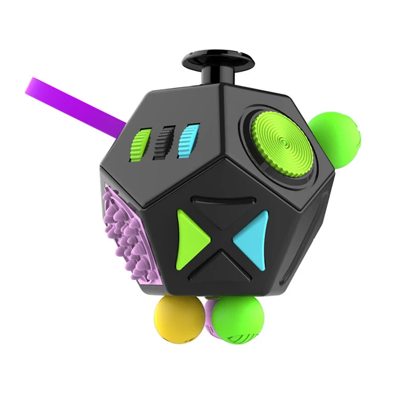 Rainbow Cube Sensory Toy — 6 & 12 Sided Stress Relief Fidget Cube