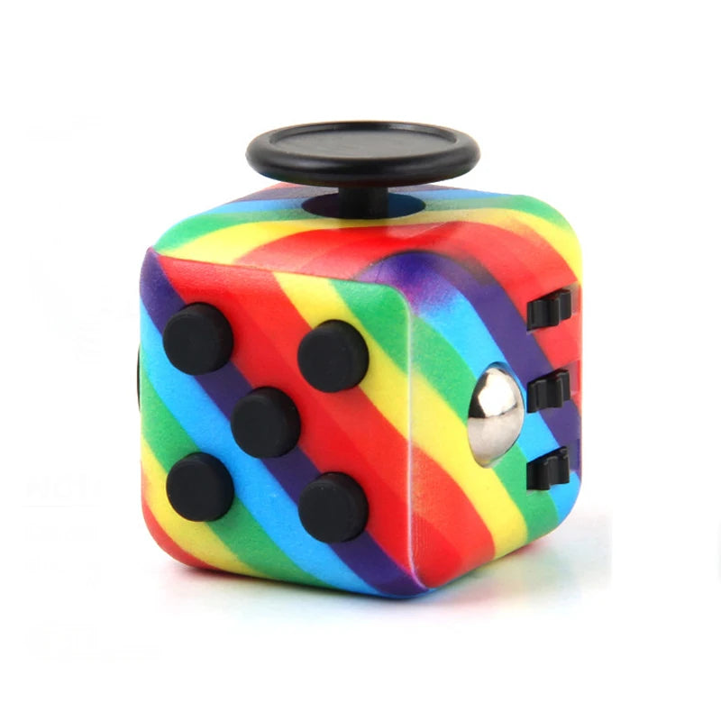 Rainbow Cube Sensory Toy — 6 & 12 Sided Stress Relief Fidget Cube