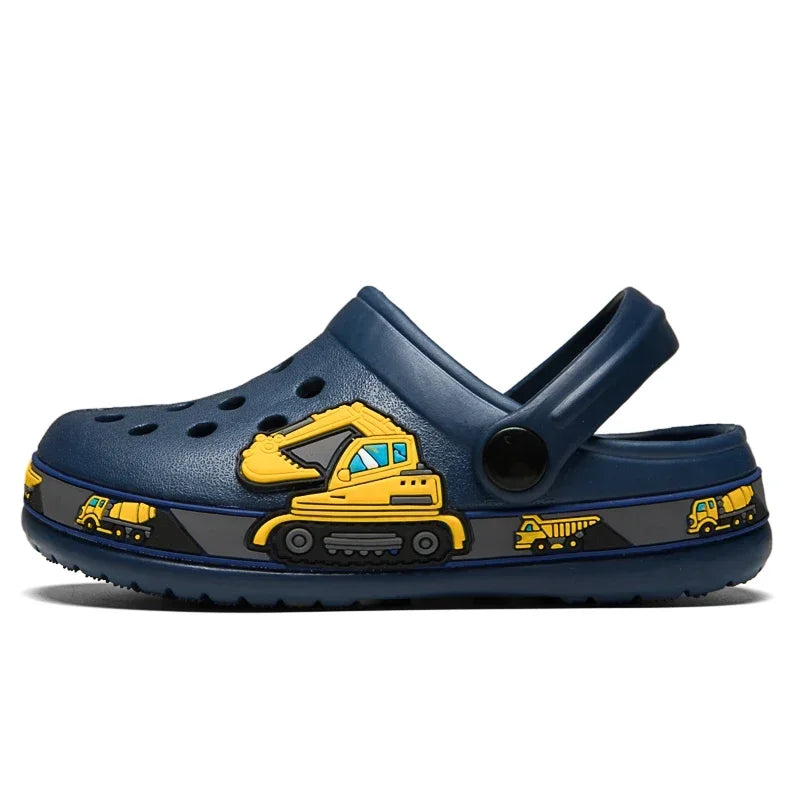 Kids' Excavator Cartoon Clogs — Breathable Summer Slippers for Boys